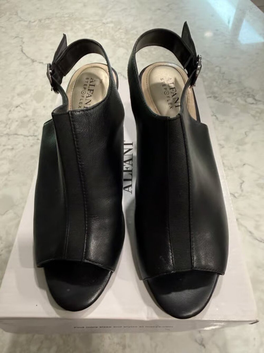 Alfani Black Slingback Peep Toe Heels – Women’s Dress Shoes – Classic Open Toe 7